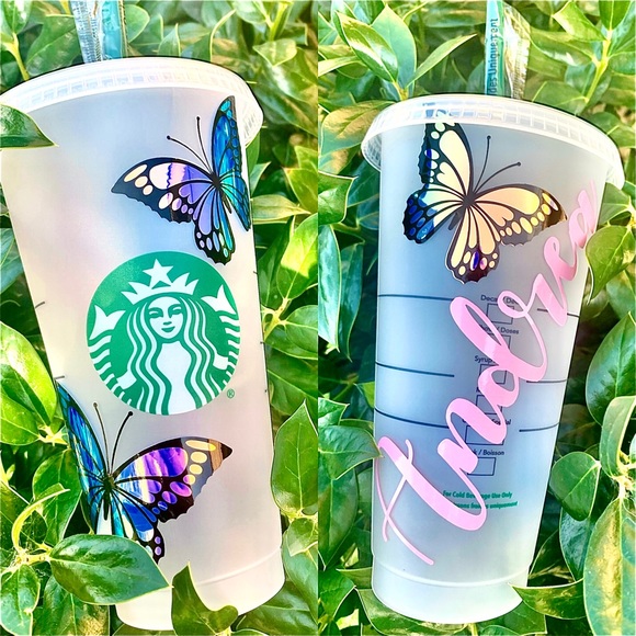 BUTTERFLY STARBUCKS CUP WITH NAME – isabellescreations